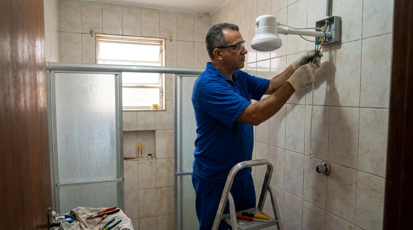 Substituição de Chuveiro Antigo em Campinas‑SP